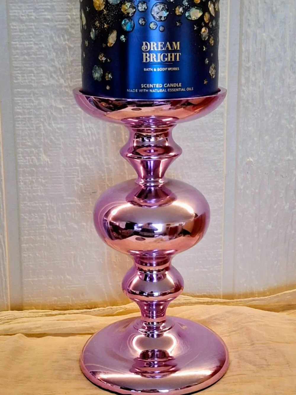 Bath & Body Works Pink Chrome Candle Holder